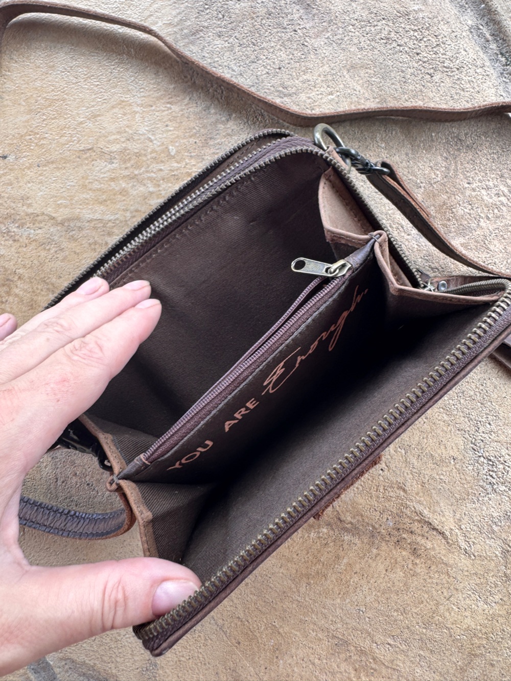 STS Ranchwear Brown Distressed Leather Crossbody Wallet Organizer Western Purse - Picture 8 of 14